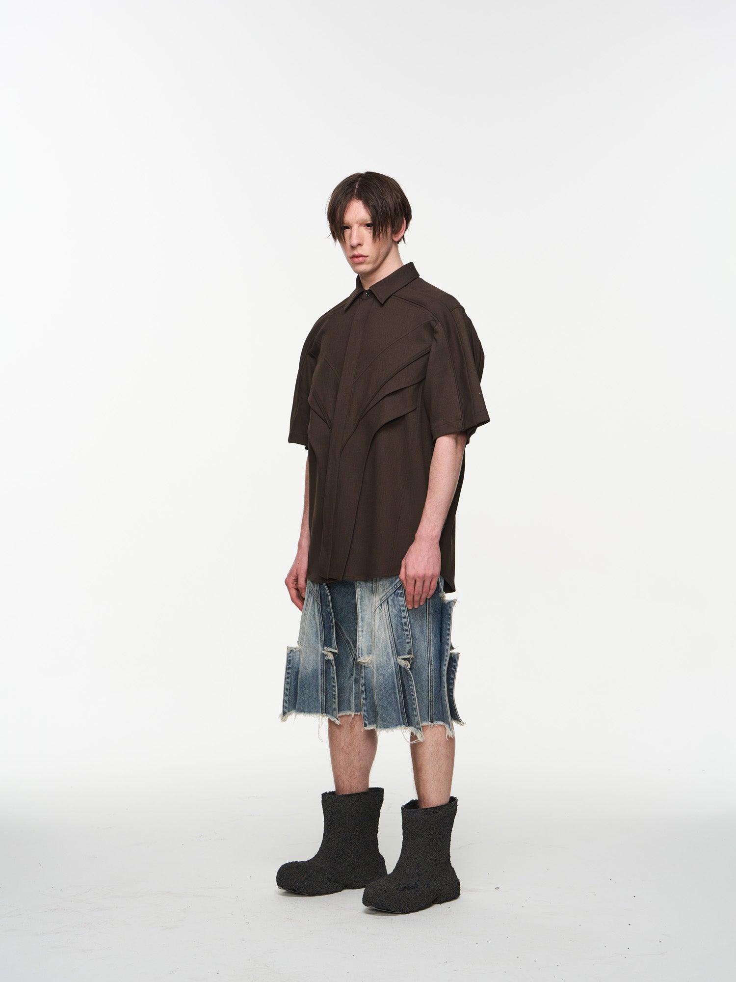BLIND NO PLAN 3D Stripes Flyleaf Short Sleeve Shirt