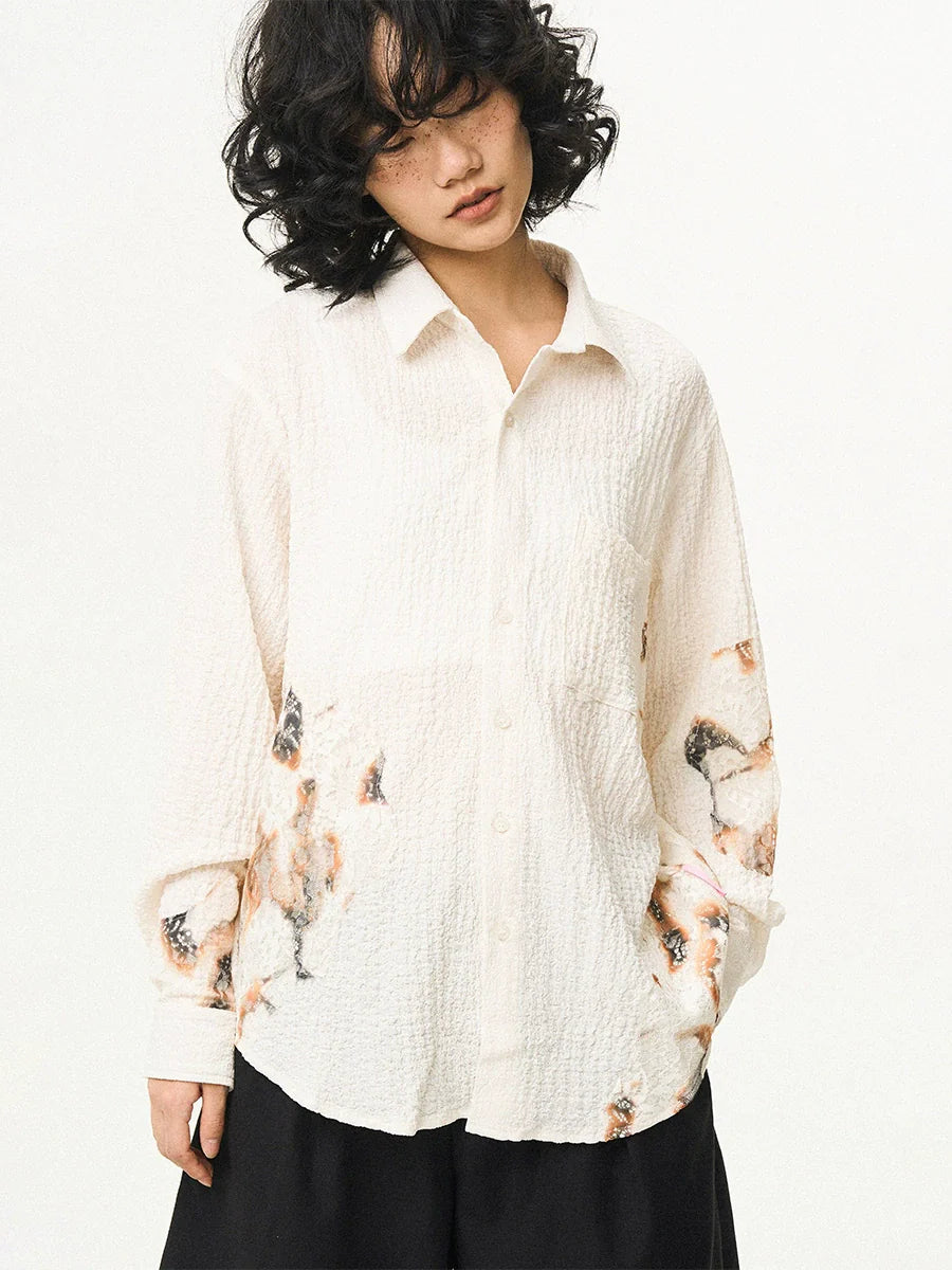 EMPTY REFERENCE Burnt Flower Lace Long Sleeve Shirt