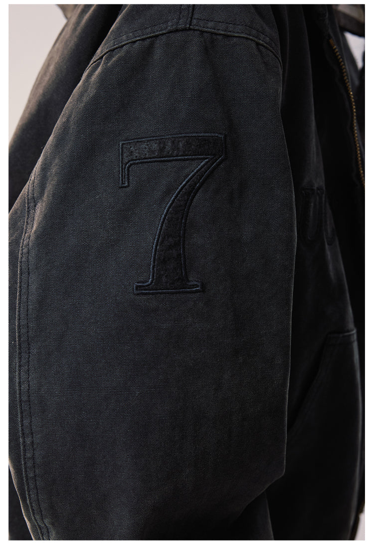 Remedy Embroidered Washed Hooded Bomber Jacket