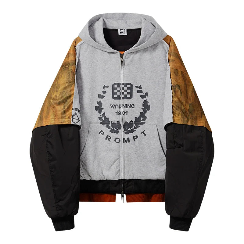 BLIND NO PLAN Reconstructed Patchwork Camouflage Padded MA-1 Jacket