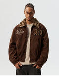 MEDM Leopard Fur Collar Corduroy Jacket