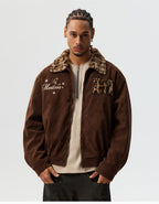 MEDM Leopard Fur Collar Corduroy Jacket