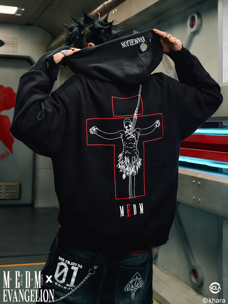 MEDM x EVA Lilith Stripe Zip-Up Knit Hoodie
