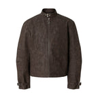 YADcrew Washed PU Leather Racing Jacket