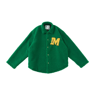 MEDM Logo Letters Embroidered Sherpa Fleece Boa Jacket