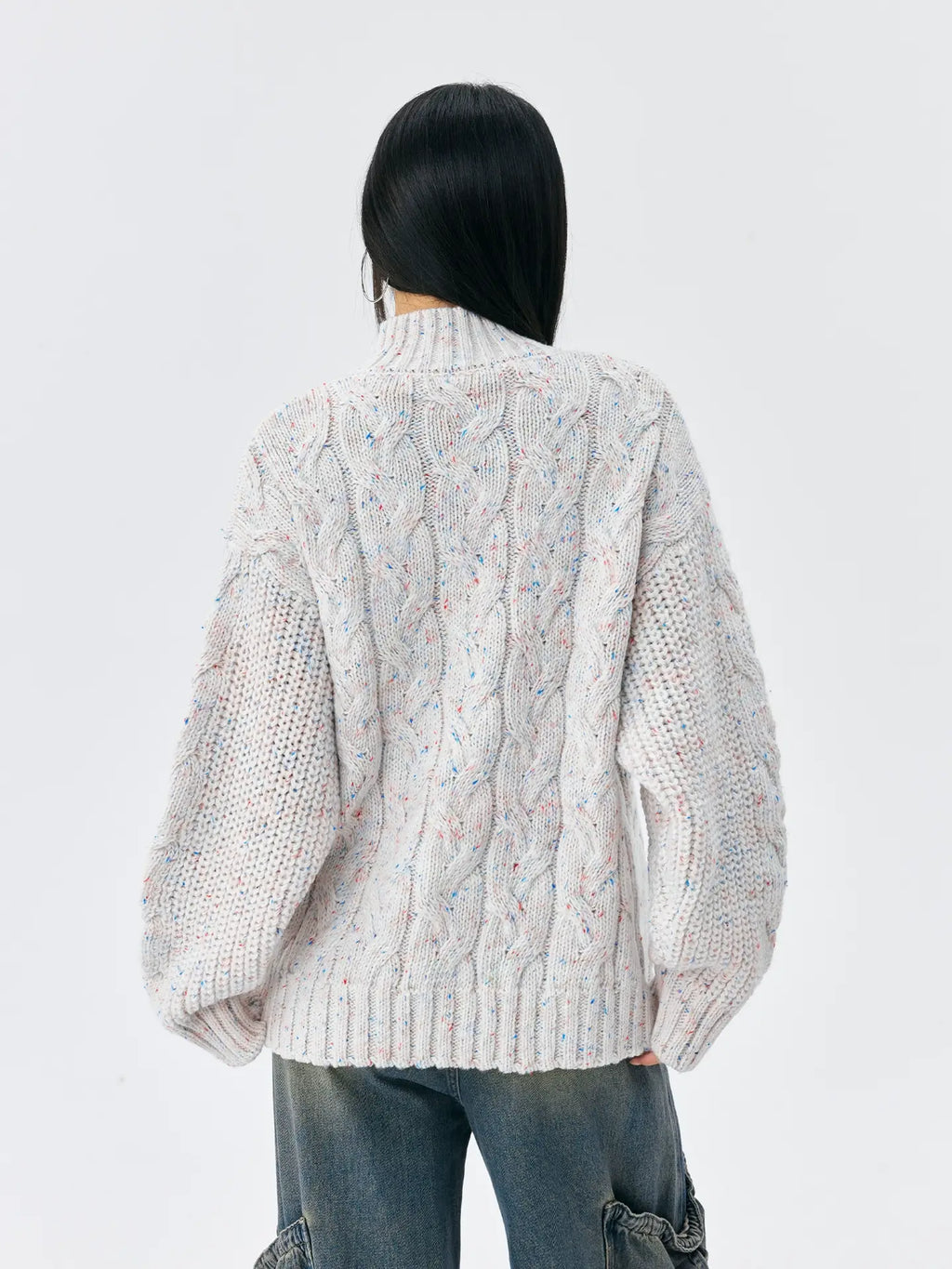 MEDM Speckled Cable Knit Cardigan