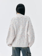 MEDM Speckled Cable Knit Cardigan