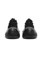 1807 INF-008 Gothic Lace Up Canvas All Black Chunky Sneakers
