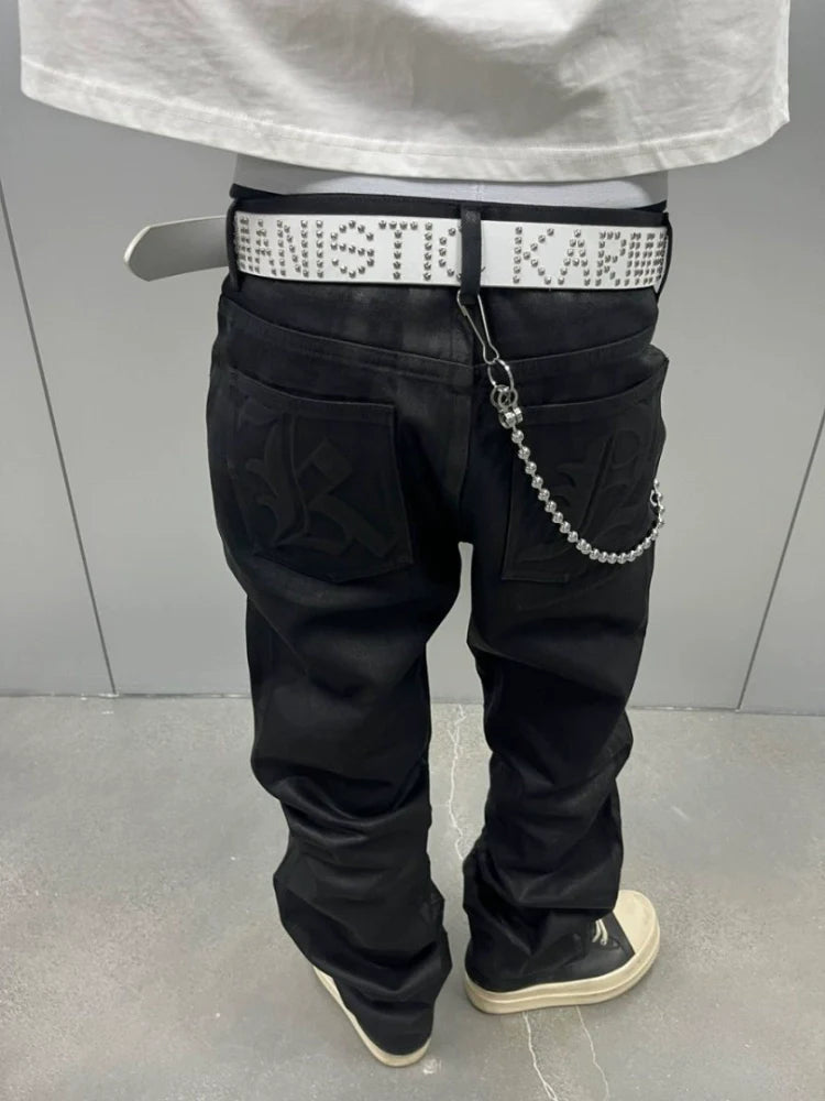 KARMANISTIC Waxed Black Jeans