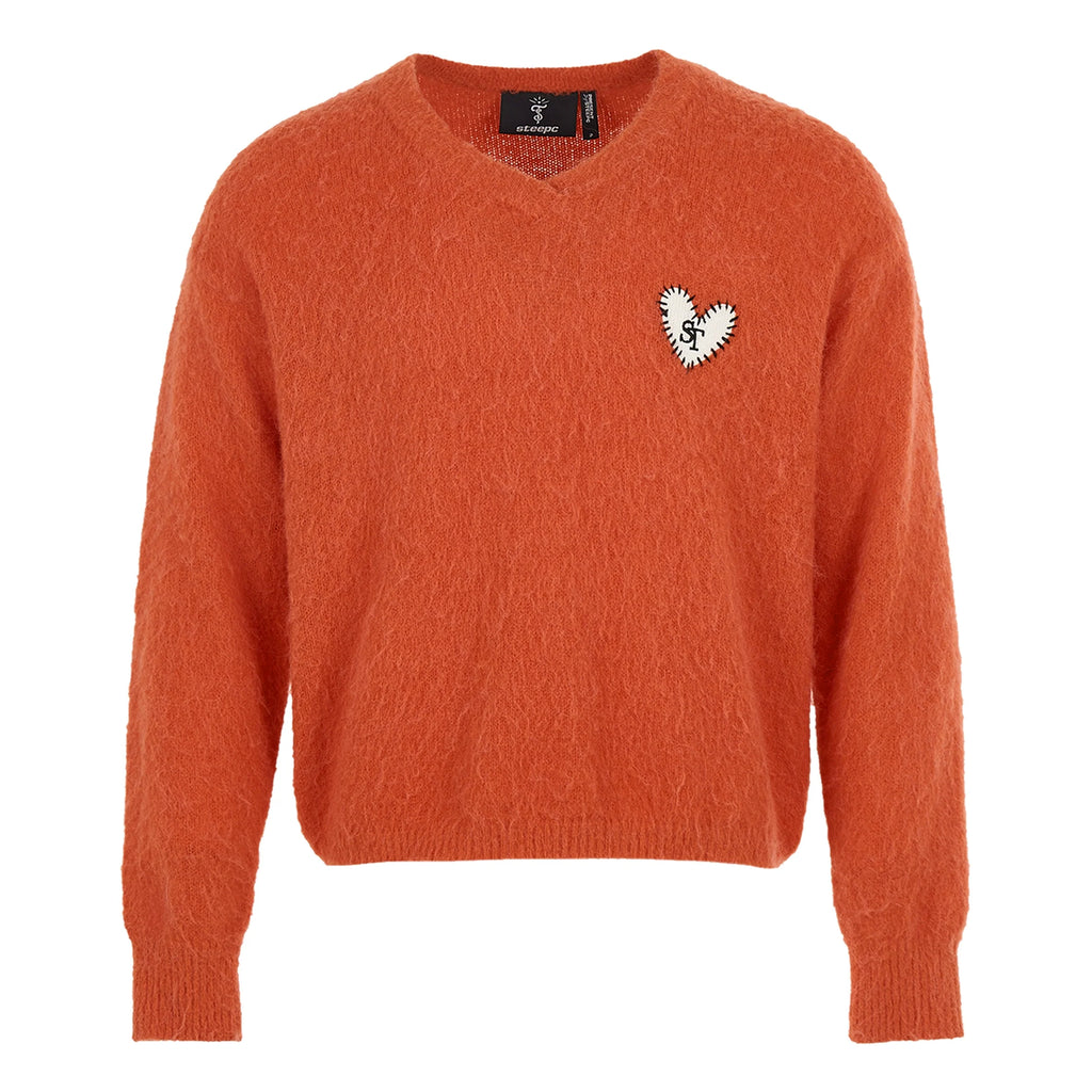 STEEPC Wool Blend Heart Patch Knit Sweater