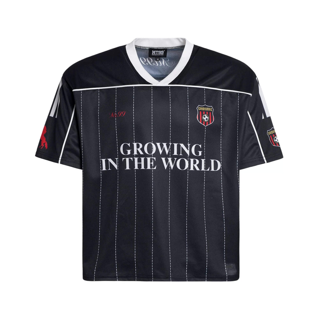 F3F Select Stitch Stripe Mesh V Neck Short Sleeve Soccer Jersey