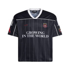 F3F Select Stitch Stripe Mesh V Neck Short Sleeve Soccer Jersey
