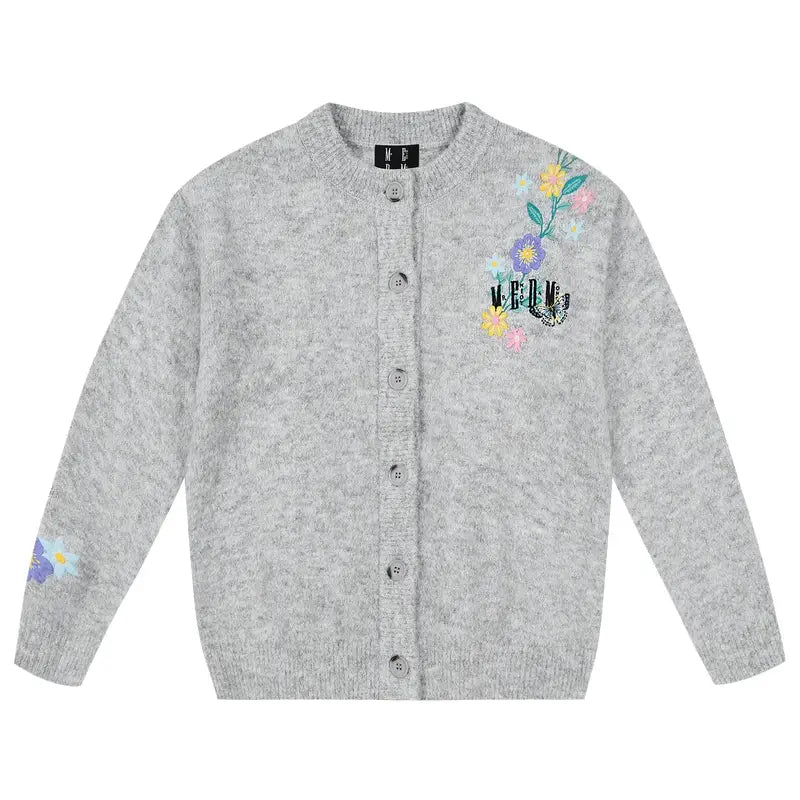 MEDM Floral Vine Embroidered Knit Cardigan