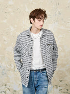 Harsh and Cruel Distressed Tweed Long Sleeve Shirt