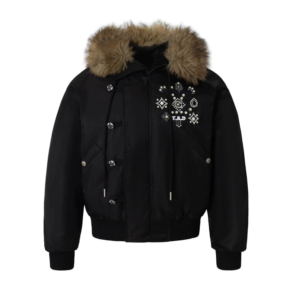 YADcrew Faux Fur Hood N-2B Bomber Jacket