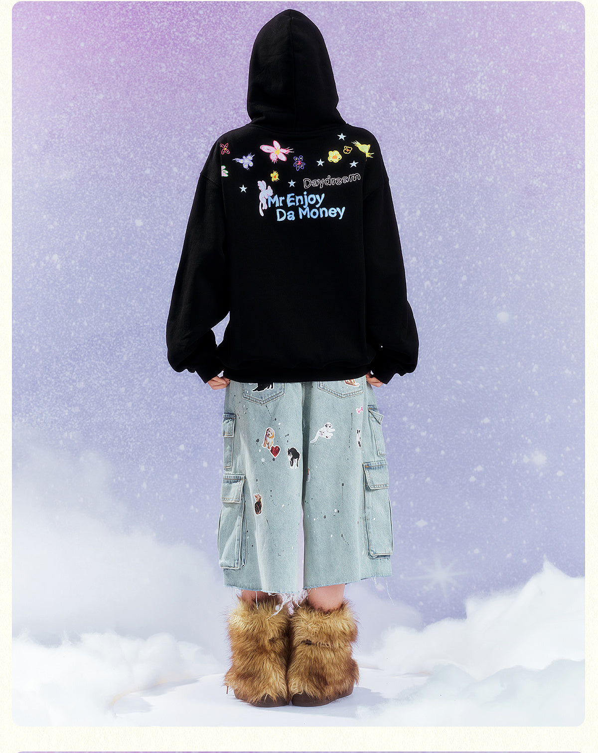 MEDM Graffiti Flower Print Hoodie