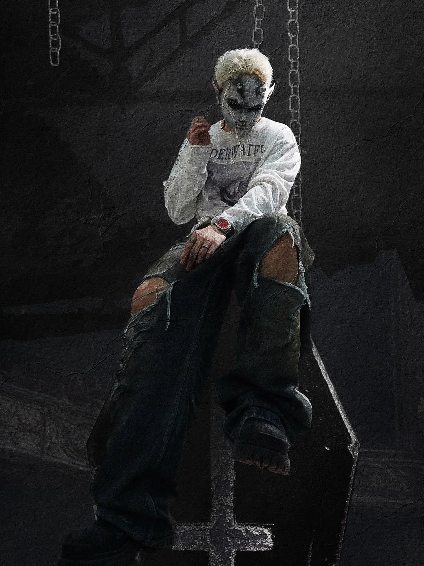UNDERWATER Dirty Dye Aged Torn Baggy Jeans