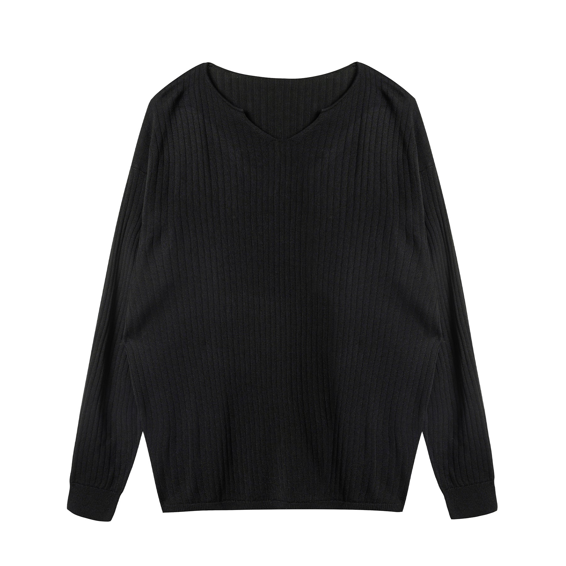JHYQ Lightweight Striped V-neck Jacquard Knit Sweater