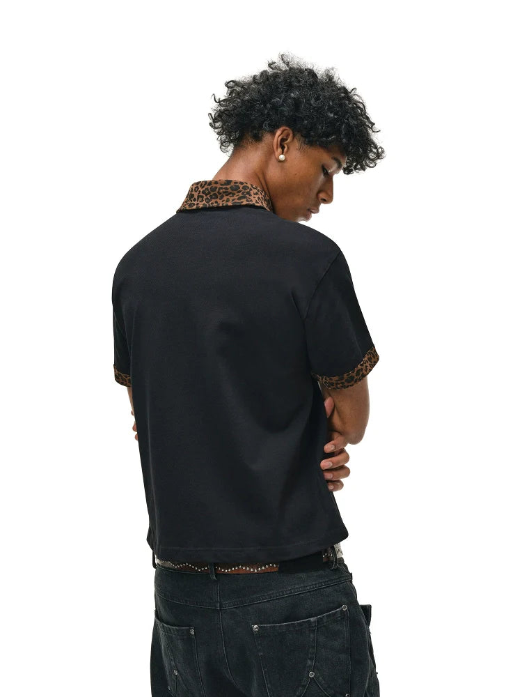 ANTIDOTE Leopard Patchwork Polo