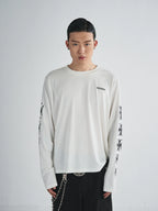 RUSURE Cross Logo Print Long Sleeve Tee