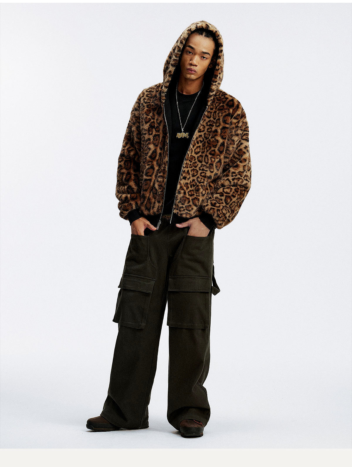 MEDM Reversible Leopard Fur Hooded Jacket
