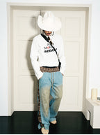 STEEPC Plaid Pattern Double Layer Jeans