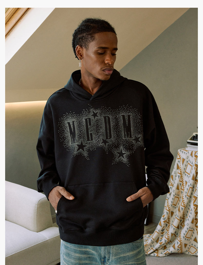 MEDM Rhinestone Star & Logo Hoodie