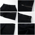 NOVACAM Washed Denim Zip Pocket Work Baggy Shorts