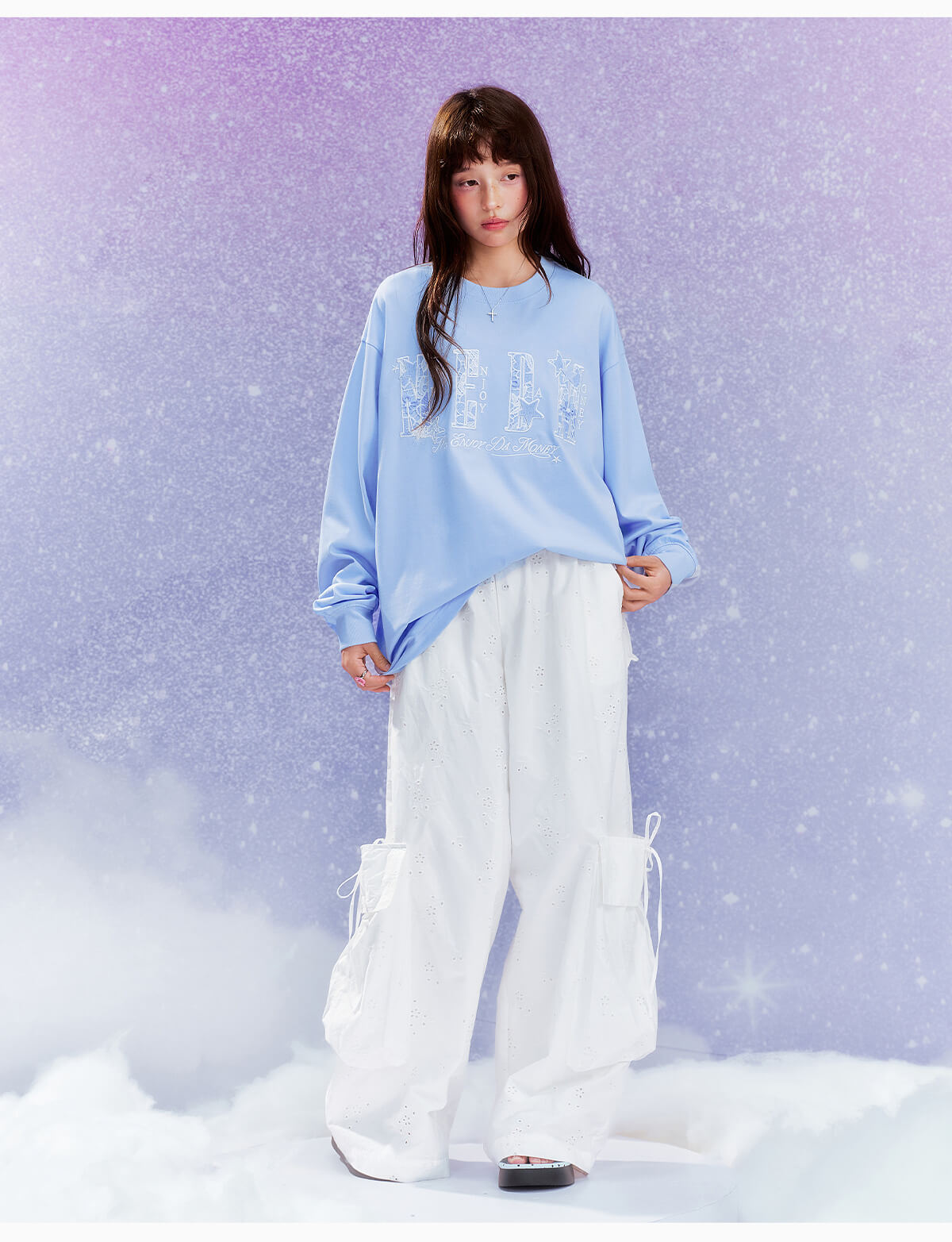 MEDM Flower Star Logo Embroidered Long Sleeve Tee
