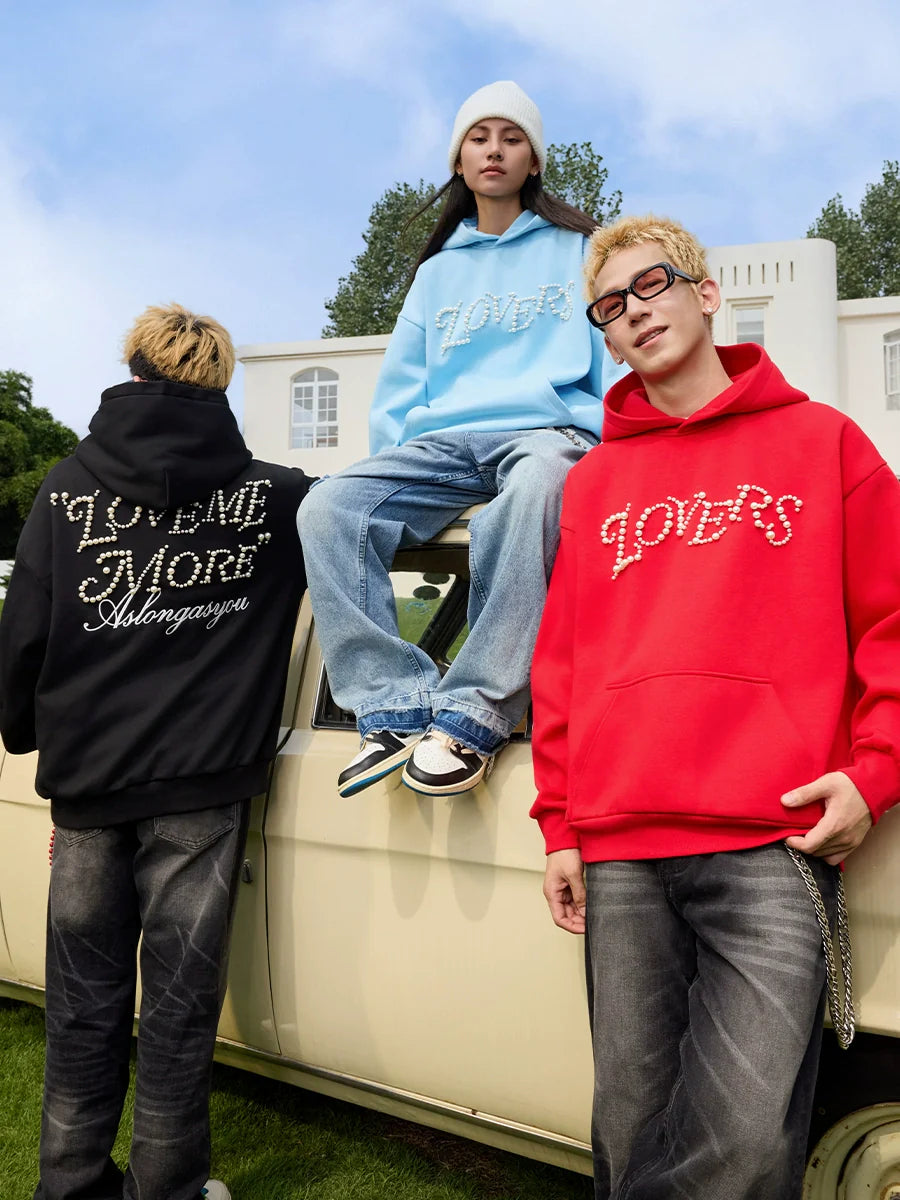 Harsh and Cruel Love Me More Pearl Embroidered Hoodie