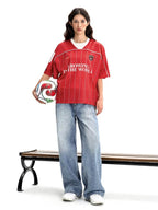 F3F Select Stitch Stripe Mesh V Neck Short Sleeve Soccer Jersey