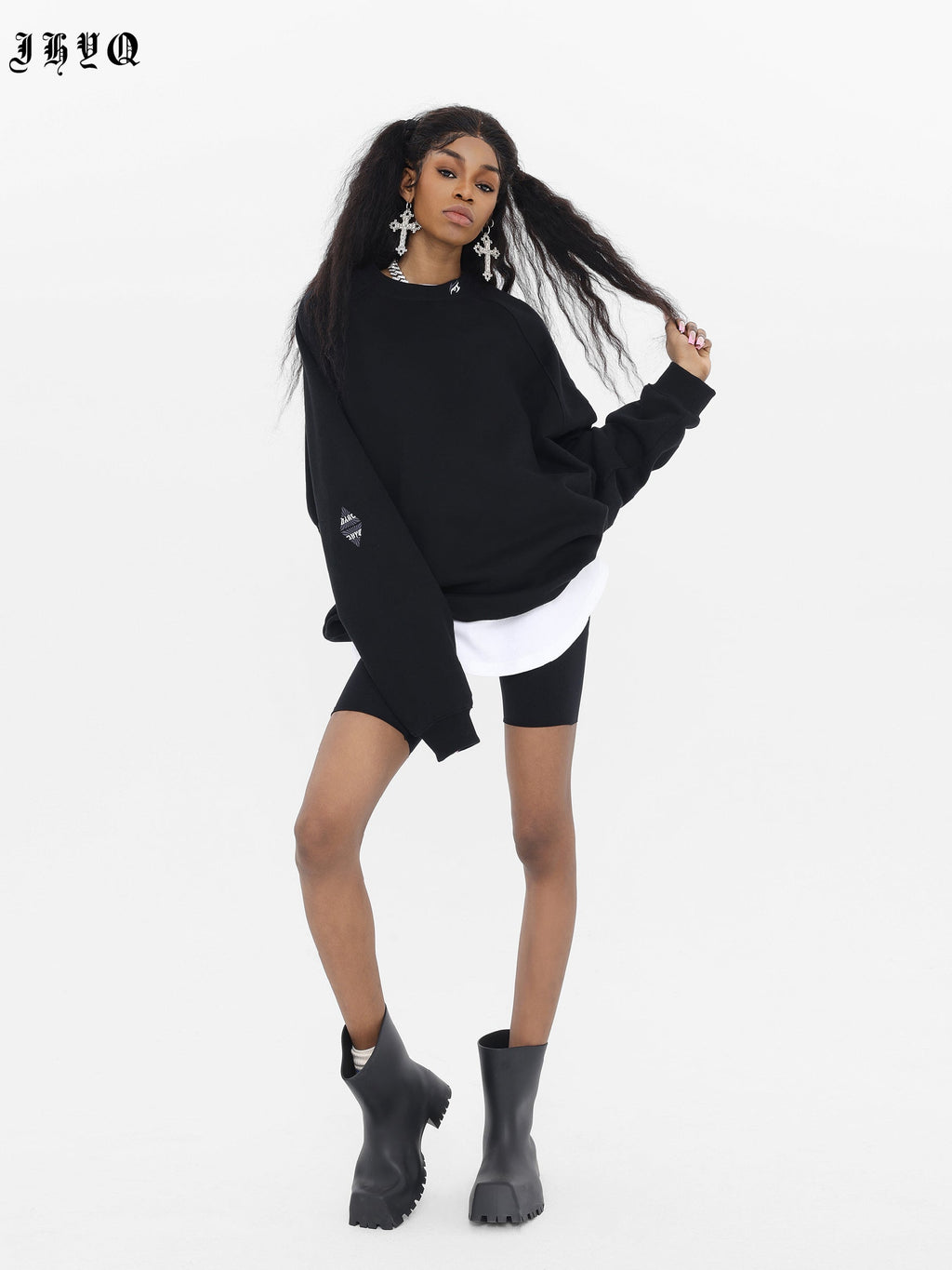 JHYQ Basic Logo Embroidered Heavyweight Sweater