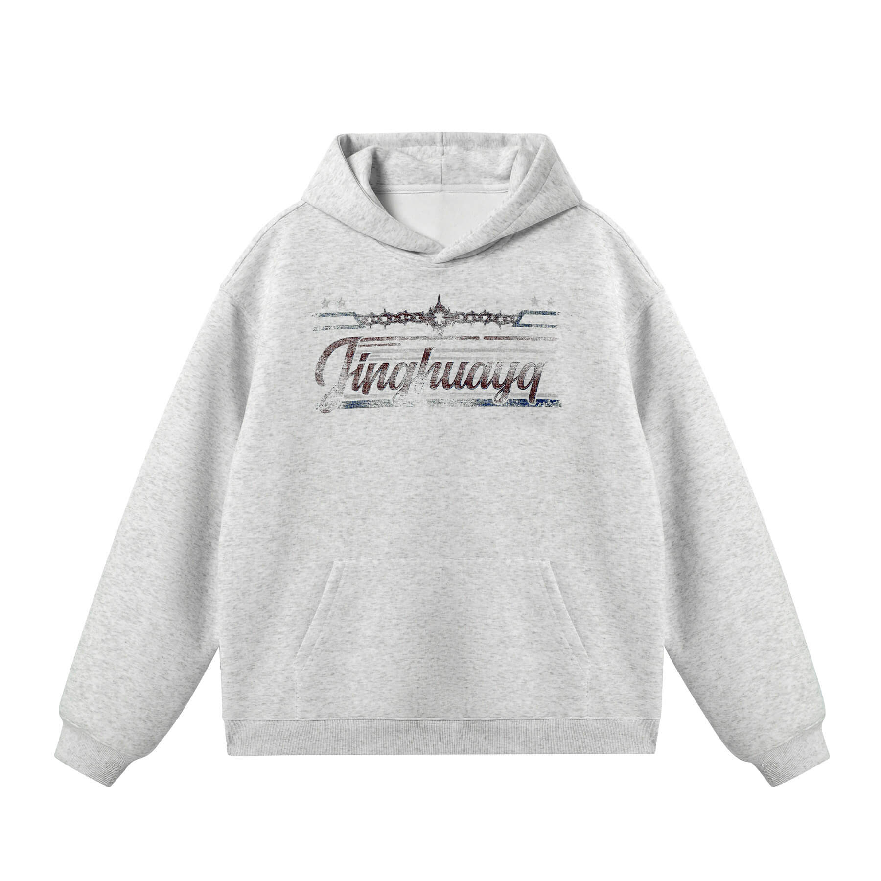 JHYQ Vintage Thorn Lettering Print Hoodie