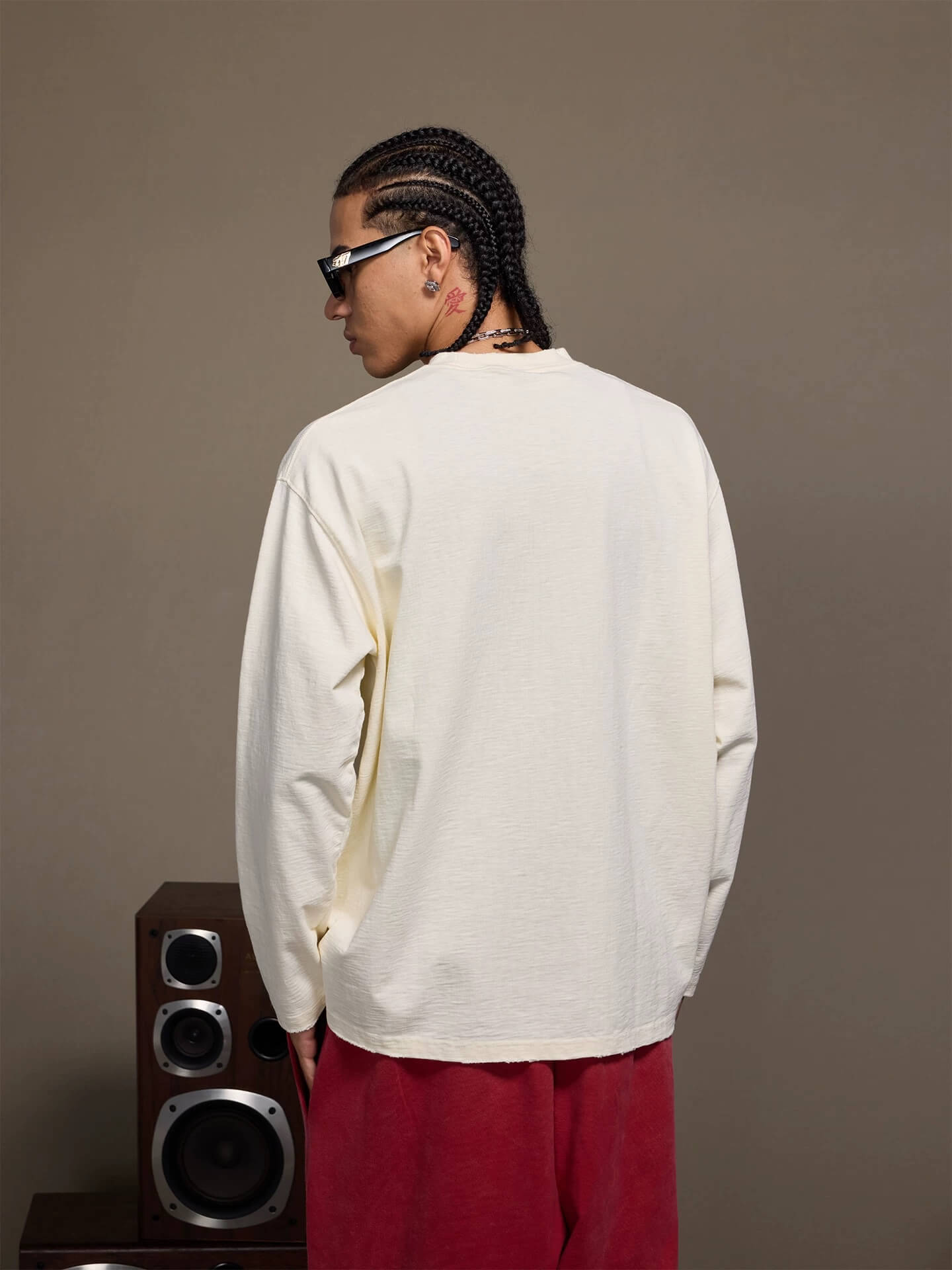 1807 Stamped Printed Distressed Long Sleeve Tee