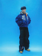 EVETS Blue MA-1 Hooded Bomber Jacket
