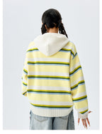 MEDM Colorful Stripes Zip-Up Knit Hoodie