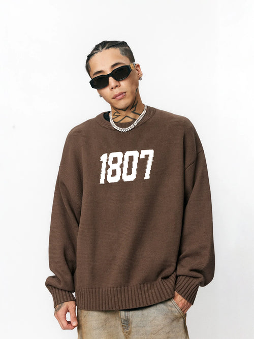 1807 Chenille Logo Jacquard Knit Sweater