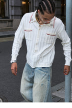 STEEPC Twisted Stripe Polo Knit Sweater
