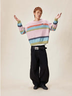 EVILKNIGHT(EK) Rainbow Striped Knit Sweater