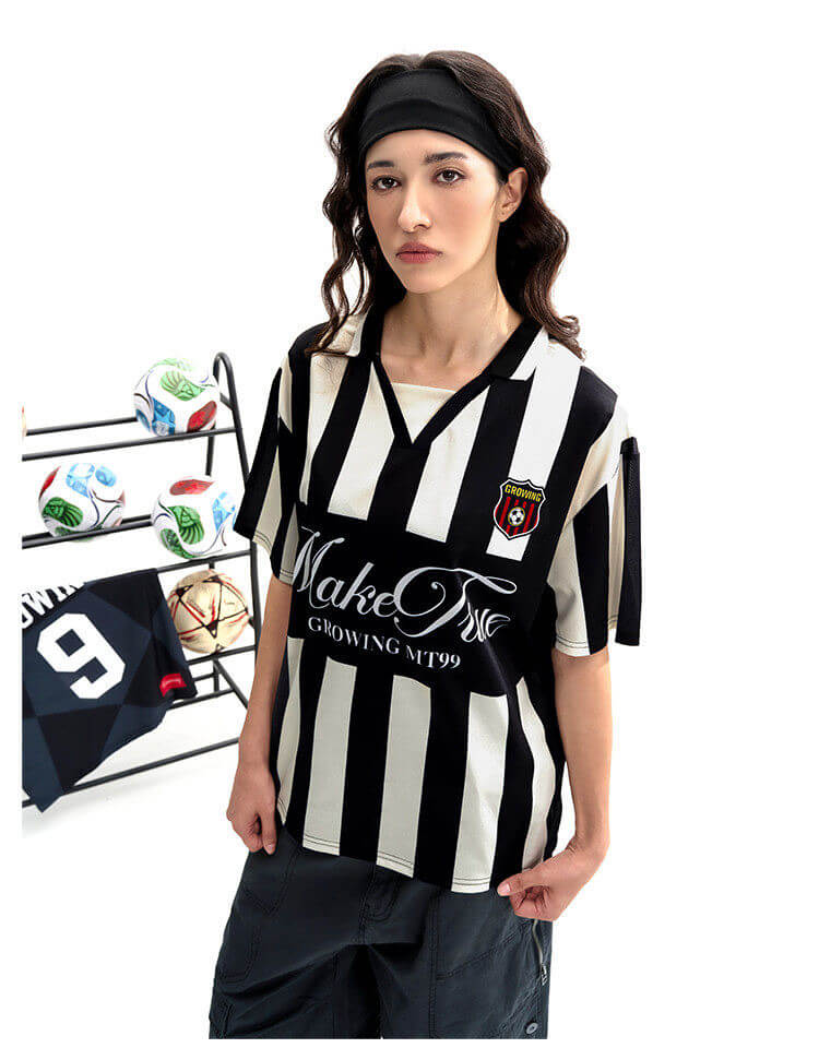 F3F Select Striped Polo Collar Short Sleeve Soccer Jersey