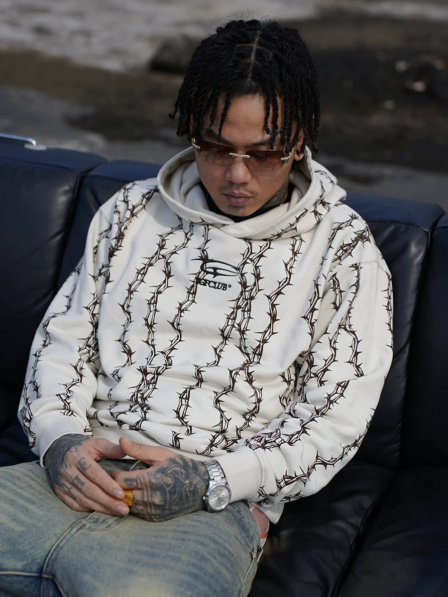 TGFCLUB Thorns Full Print Logo Embroidered Hoodie