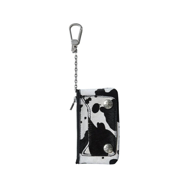 Remedy Metal Studded Keychain Coin Card Zipper Leather Wallet