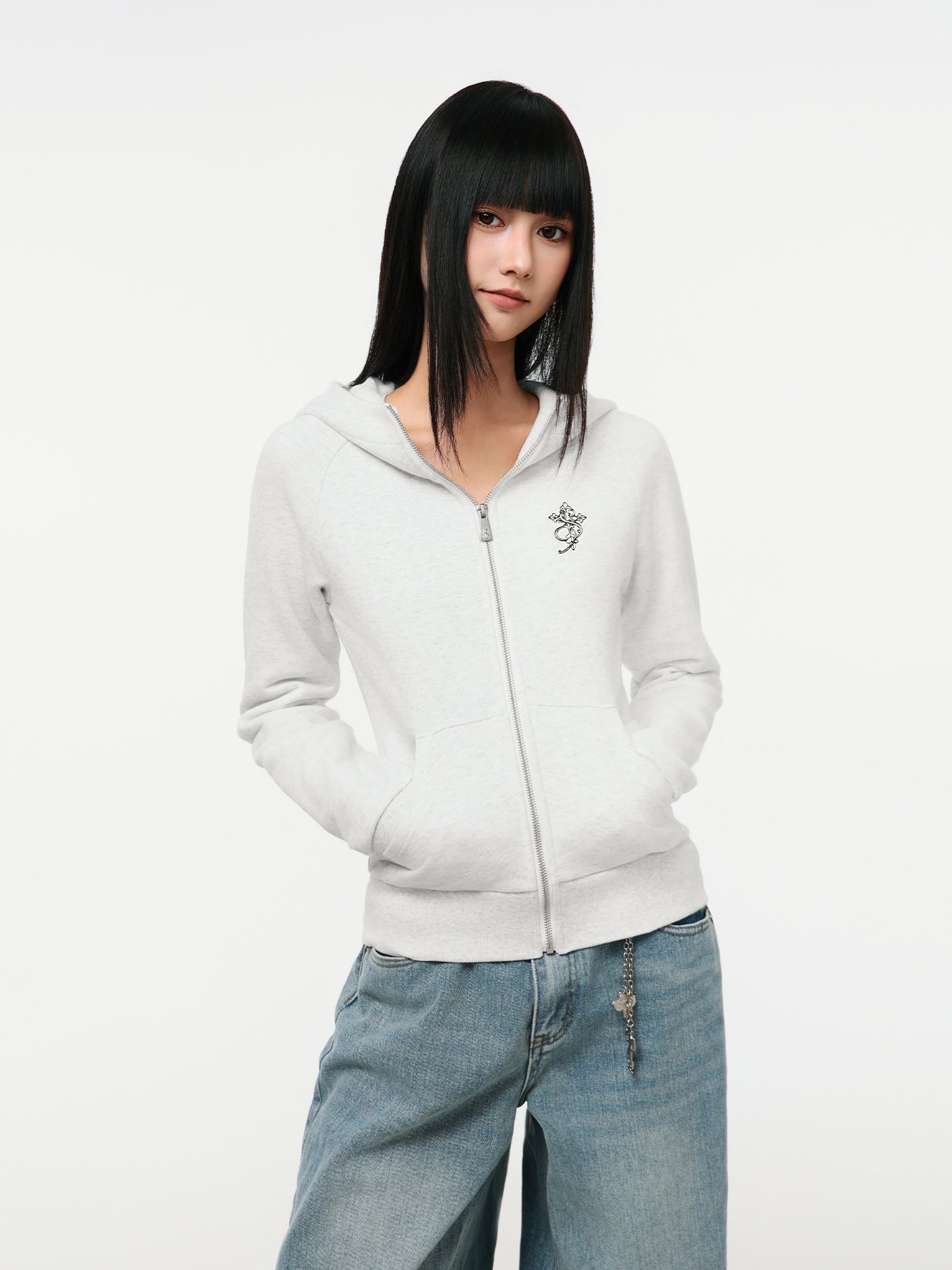 Small Town Kid Turtleneck Slim-Fit Short Zip-Up Hoodie