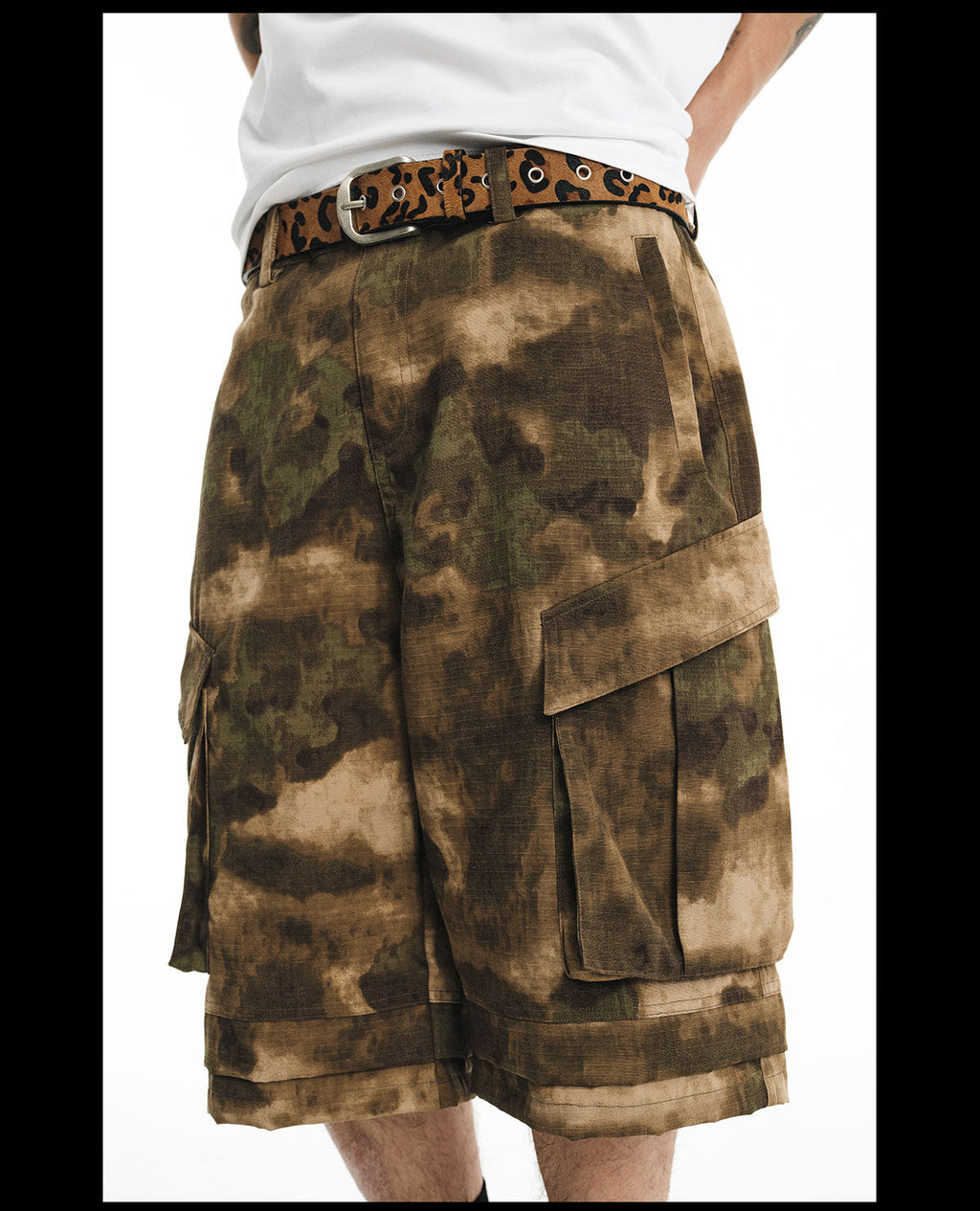 NOVACAM Camouflage Multi-Pocket Baggy Cargo Shorts