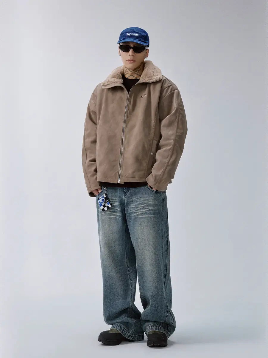 F2CE Long Fur Lined Suede Jacket