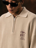 1807 Printing Half Zip Polo Knit Sweater