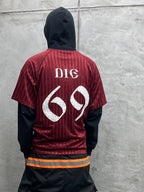 RUSURE Striped Patch Rivets Soccer Jersey