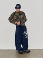 LIBERAFIT Vintage Camo Leopard Waffle Star Embroidered Long Sleeve Tee