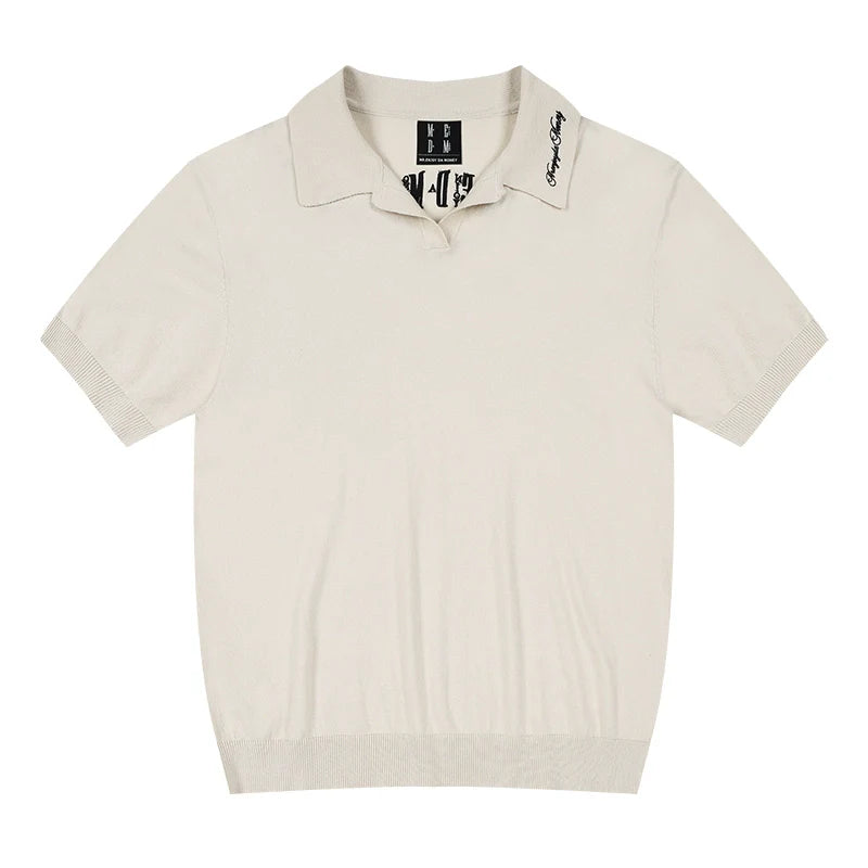 MEDM Handwriting Embroidery Knit Polo