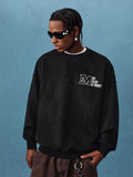 MEDM Logo Label Embroidered Suede Sweatshirt